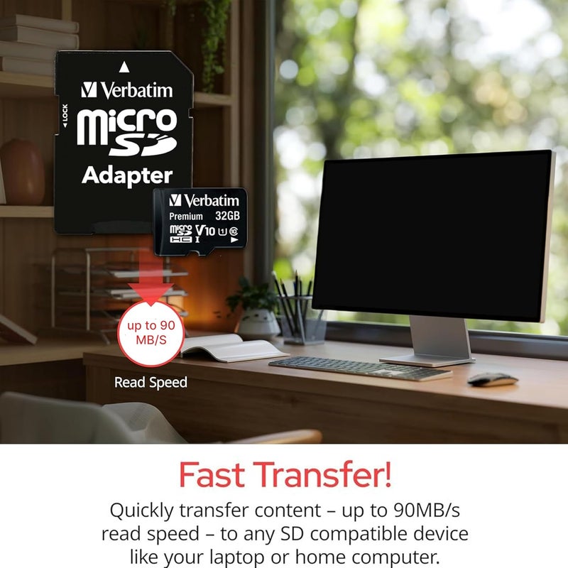 VERBATIM بطاقة ذاكرة microSDHC بسعة 16 جيجابايت مع محول UHS-I V10 فئة 10 تدعم دقة Full HD (1080p) بسرعة U1 تصل إلى 80 ميجابايت/ثانية - Image 3